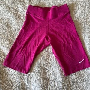 Nike Pink Bike Shorts with High Waistband and Moisture-Wicking Fabric